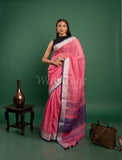 Pink-Purple Linen Saree