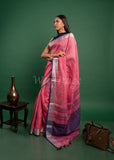 Pink-Purple Linen Saree