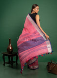 Pink-Purple Linen Saree