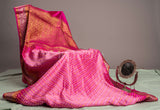 Pink Kanjivaram Bandhej Saree