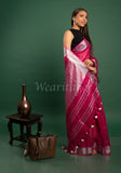 Pink Linen Saree with Silver Border