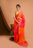 Pink Orange Organza Saree
