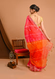 Pink Orange Organza Saree