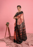 Pink Pure Desi Tussar Saree with Ikat Pallu