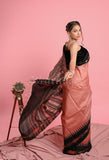 Pink Pure Desi Tussar Saree with Ikat Pallu