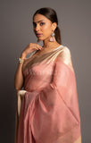 Pink Handewoven Shreen Patta Maheshwari Saree