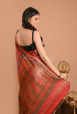 Red Tussar Digital Print Saree