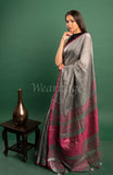 Silver Pink Linen Saree