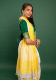 White Linen Saree with Yellow Border