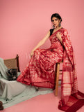 Wine Shiburi Tussar Saree