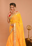 Yellow Georgette Gota Patti Saree