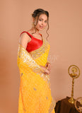 Yellow Georgette Gota Patti Saree